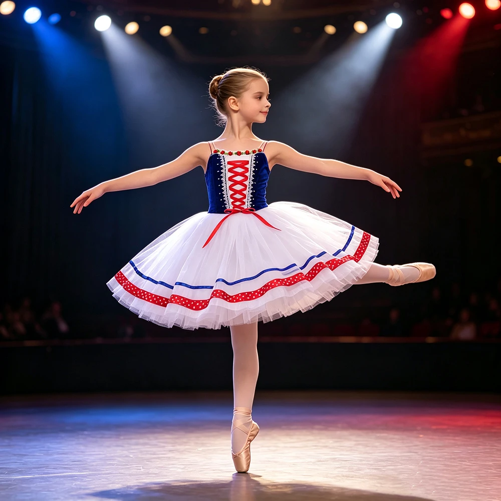 Professional Romantic Tutu Girls Long Ballet Dress Giselle Swan Lake Dance Stage Performance Birthday Party Dress Costumes
