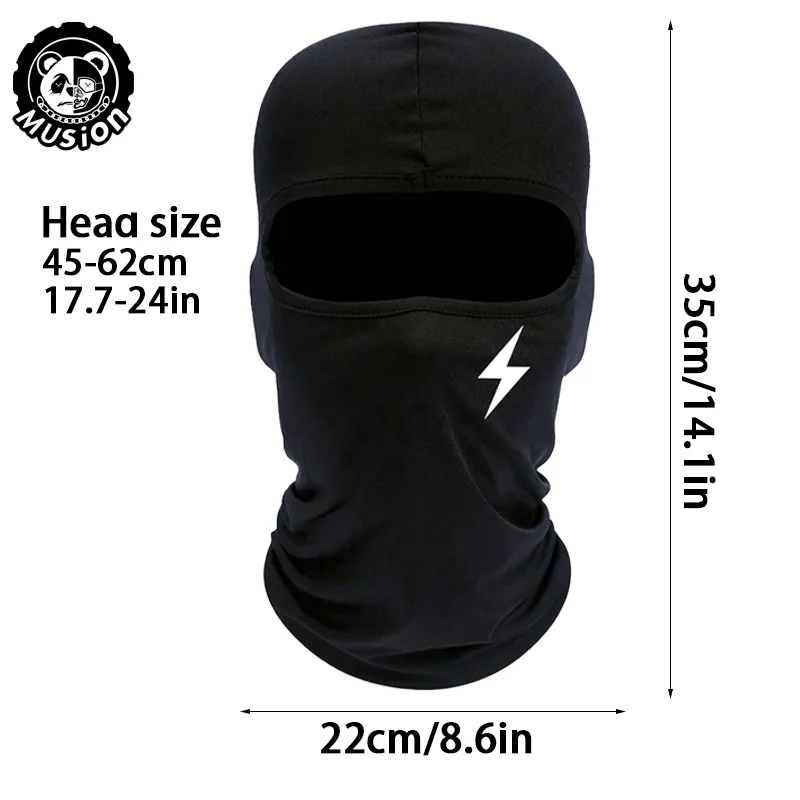 Musion Lightning Bolt Pattern Balaclava Face Mask Breathable Coverage Sweat Absorbent Cooling Skull Cap Cycling Running Hiking