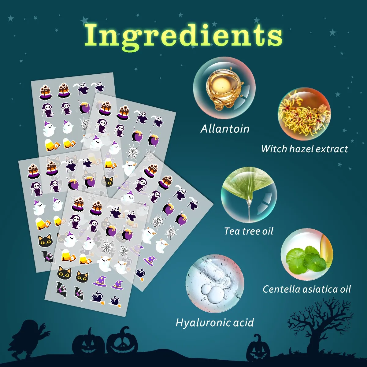 Bestseller navideño: lindos parches para espinillas de Halloween: parches amigables con la maquillaje para una atmósfera festiva. Limpieza del acné, resistente al agua, Fa