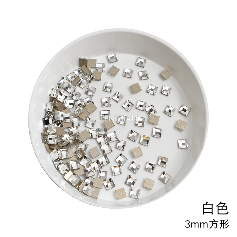 Hot Selling Mini Square FlatBack Nail Art Rhinestone Stone 3MM Glass Crystal DIY Manicure Accessory Diamond 100Pcs