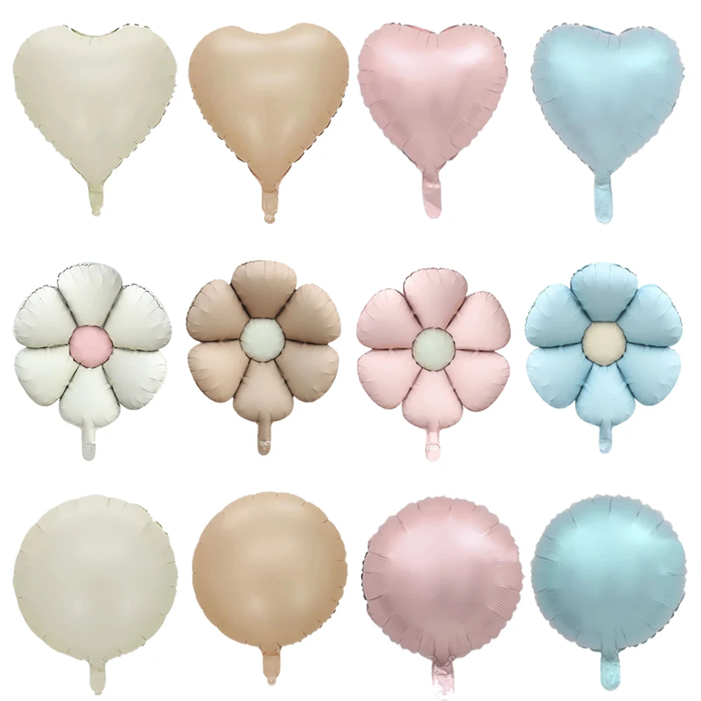 18inch Matte Cream Foil Balloons Pink Blue Daisy Heart Mylar Balloon Birthday Wedding Baby Shower Party Decoration Helium Globos