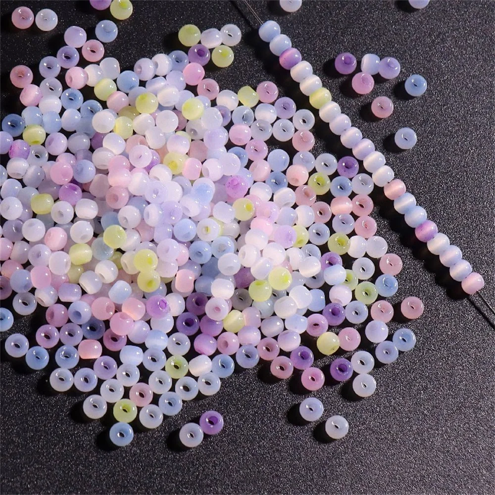 130Pcs 4mm Cat Eye Beads 6/0 Smooth Imitation Jade Glass Seedbeads For DIY Jewelry Making Charm Bracelet Necklace Accessories