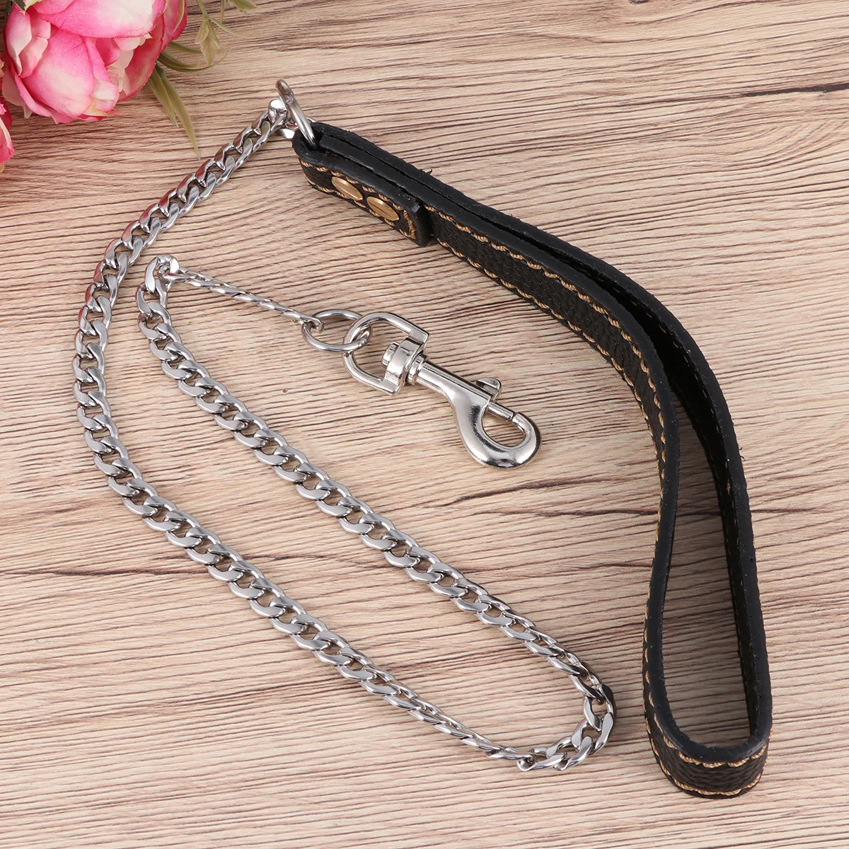 

1Pcs Stainless Steel Dog Rope Chain Premium Durable Pet Leash for Small Medium Dogs Comfortable Hand Grip Control