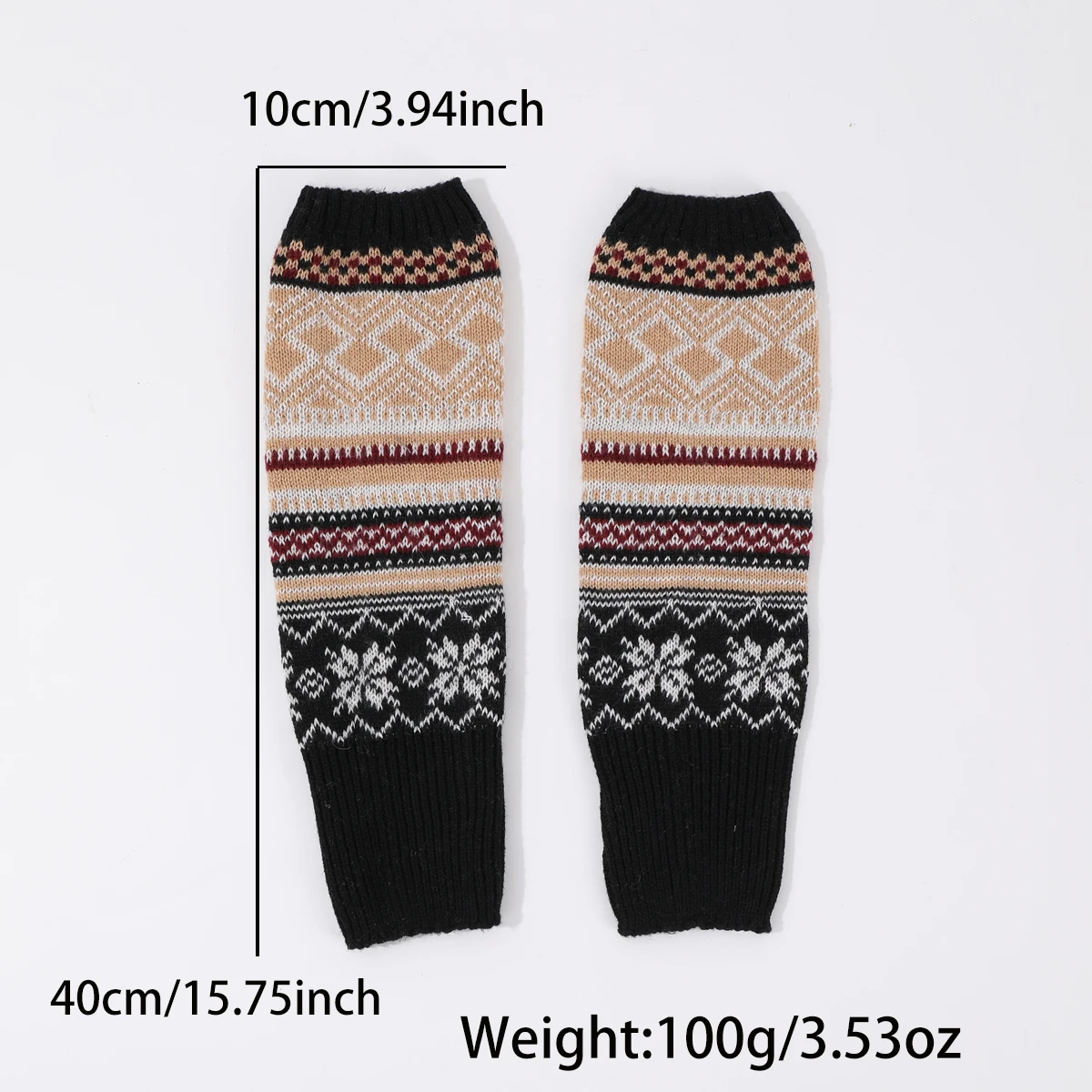 Imitation Wool Fabric Women\'s Knitted Leg Warmers with Colorful Stripes Bohemian Style Warm and Suitable for Daily Outings