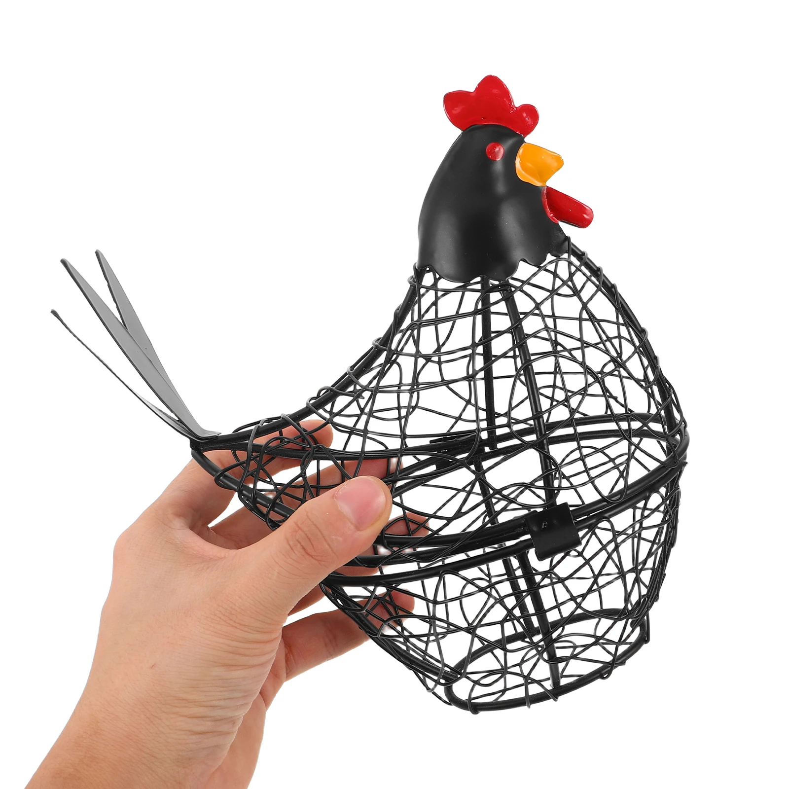 

Kitchen Egg Basket Black Wrought Iron Wire Storage Holder For Fresh Eggs Vegetable Fruit Countertop Organizer Decorative