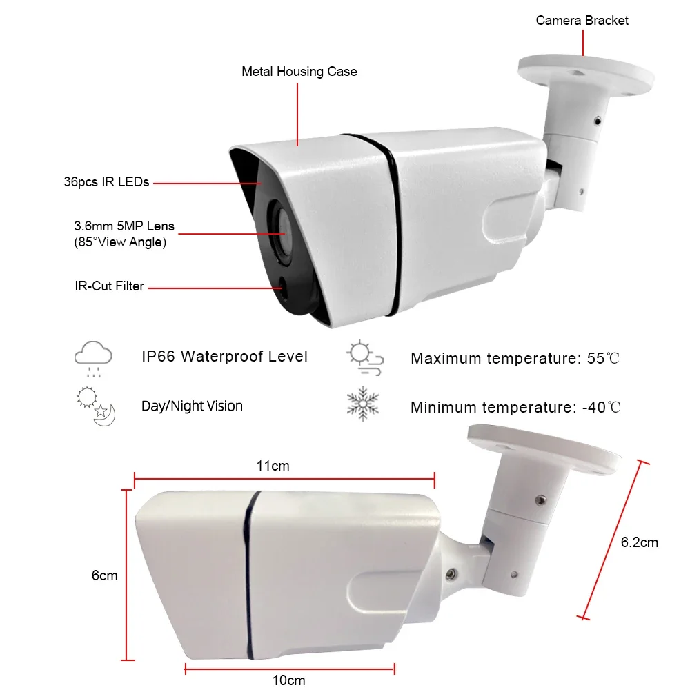 Security IP Camera 1080P Video Surveillance Outdoor IP66 Waterproof Security Camera for Home Security External POE H264