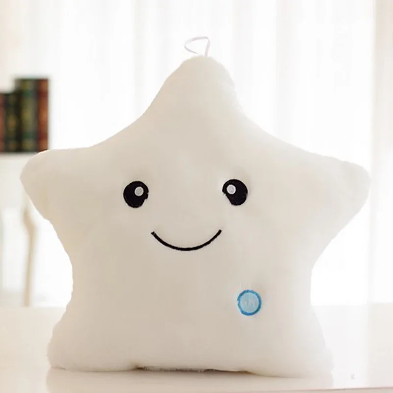 Cute Plush Luminous Star Pillow Pink Blue Yellow Purple Colourful Rainbow Cartoon Heart Illuminated Love Sofa Decoration