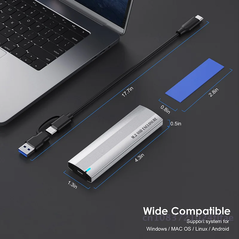 กล่องใส่ SSD แบบ Dual Protocol M.2 NVME PCIe / NGFF SATA ความเร็ว 10Gbps กล่องฮาร์ดไดรฟ์ภายนอกแบบ USB Type C รองรับ M และ B&M Keys