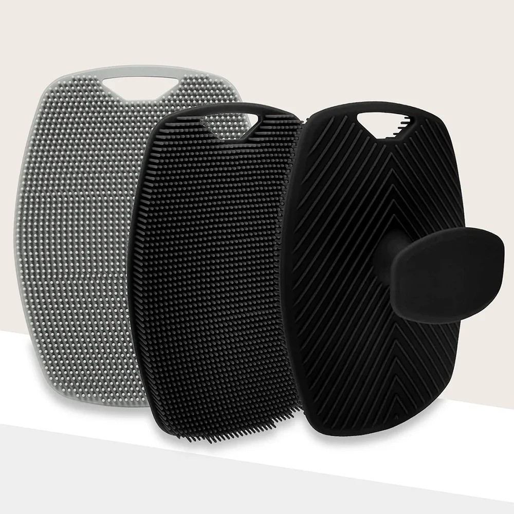 Exfoliating Silicone Brush Cleanser No Slip Bathroom Accessories Bath Brush Handle Body Scrubber Cleans and Massages Skin