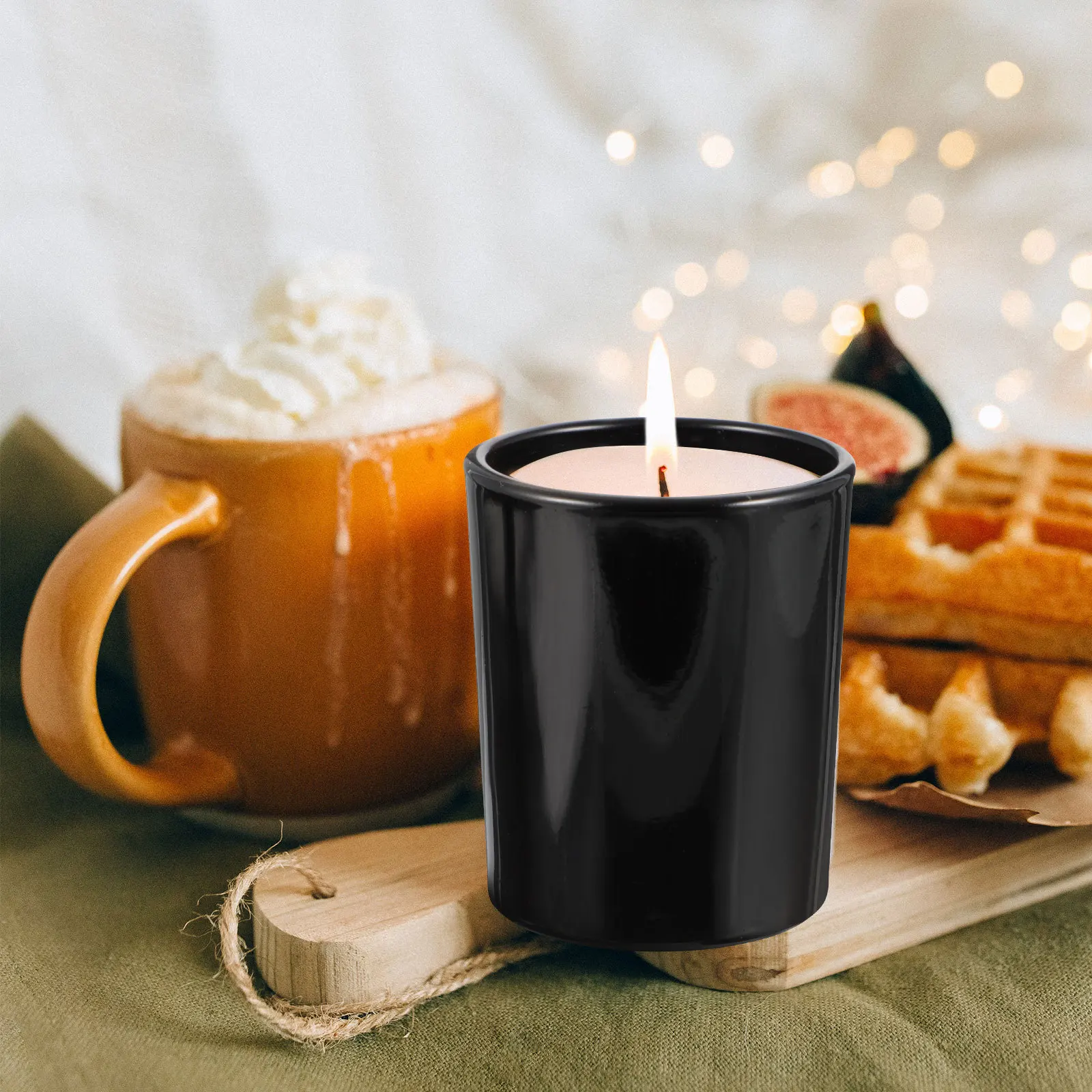 2 قطعة أكواب مقاومة للحريق قسط الزجاج الخشب Diy بها بنفسك الجرار للمنزل مكتب ديكور الشمع تذوب الحاويات أصحاب ضوء الشاي #1