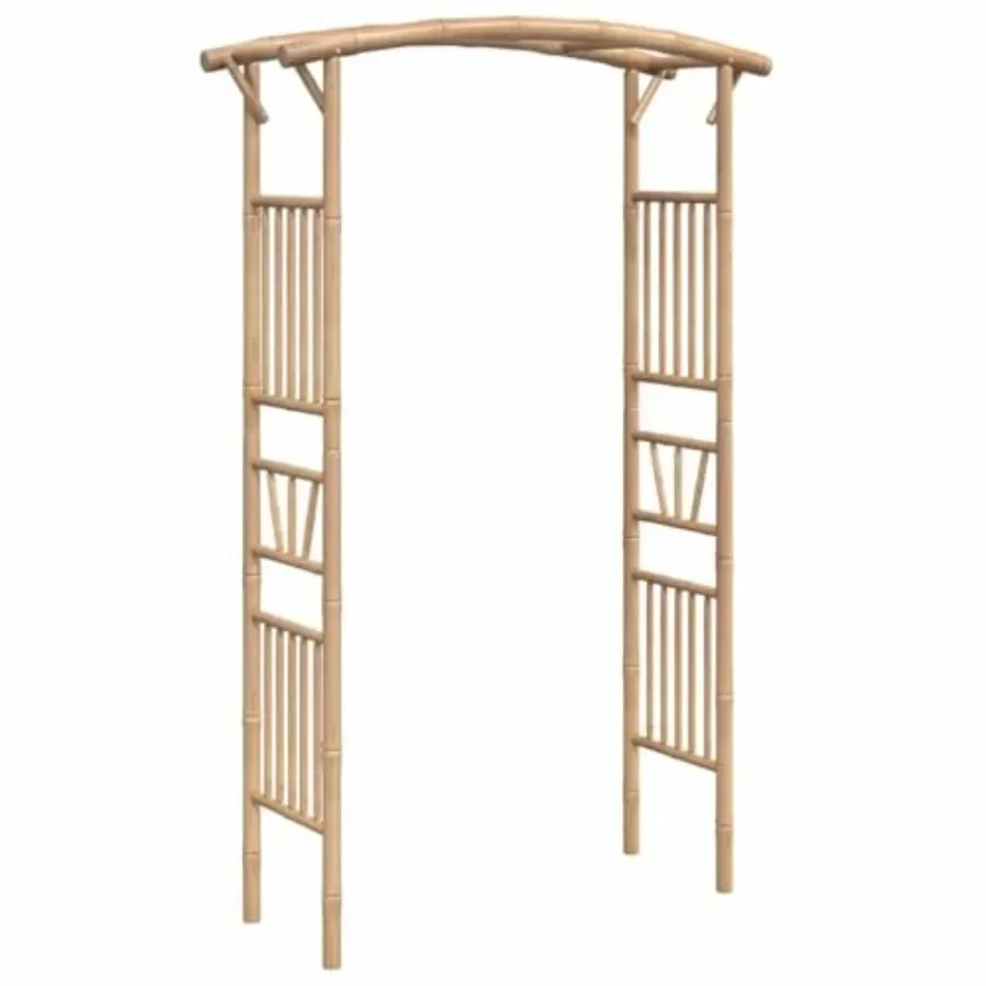 Outdoor garden arbor for climbing plants, bamboo material, natural color, farmhouse style with stable construction and rose arc