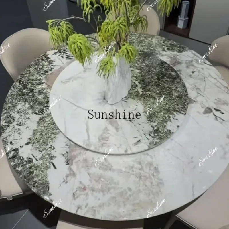 

High-end villa large flat-floor pure natural luxury stone large round table FT