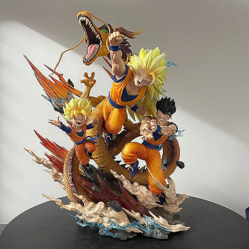 

28cm Dragon Ball: Father & Sons Trio - Goku, Gohan & Goten'S Family Kamehameha Anime Figure Model Statue Collection Desktop Toys