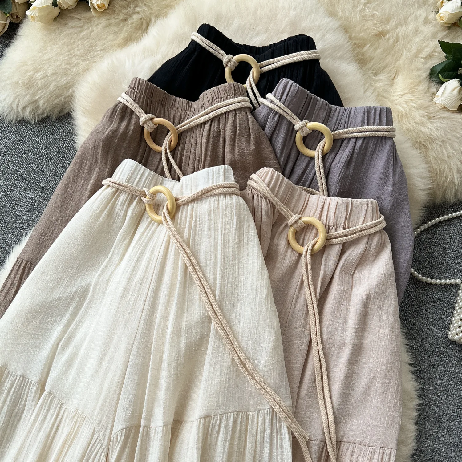 Gonne Pantalone Donna Pantaloni lunghi a gamba larga Pantaloni dritti a vita alta slim fit Y2k Streetwear Elegante cappuccio da lavoro con giunture 2025