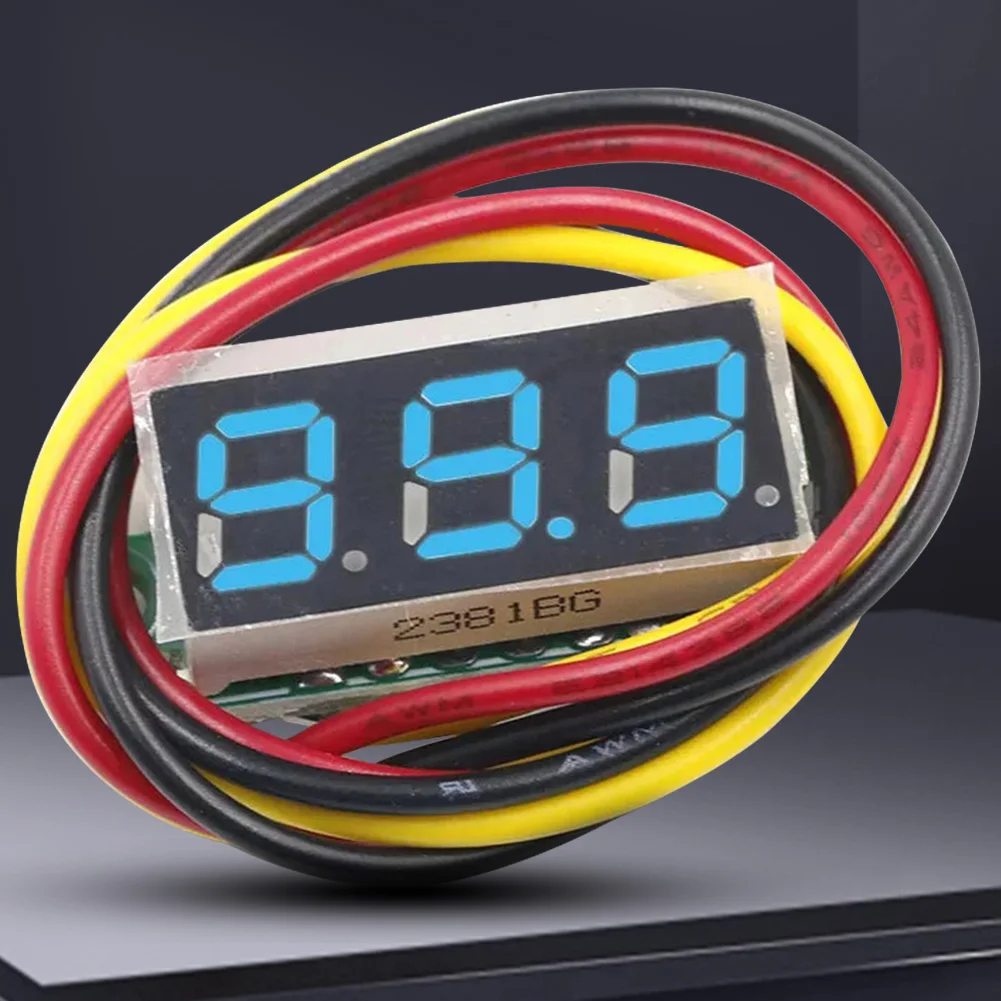 3 Wires Gauge Tester Red/Blue/Yellow/Green 0.28 Inch Mini DC Voltmeter Accurate Pressure Measurement Reverse Polarity Protection