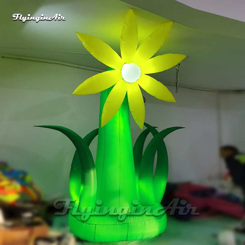 

3m Large Illuminated Inflatable Plant Flower Tree Green Stem With LED Light For Park Decoration