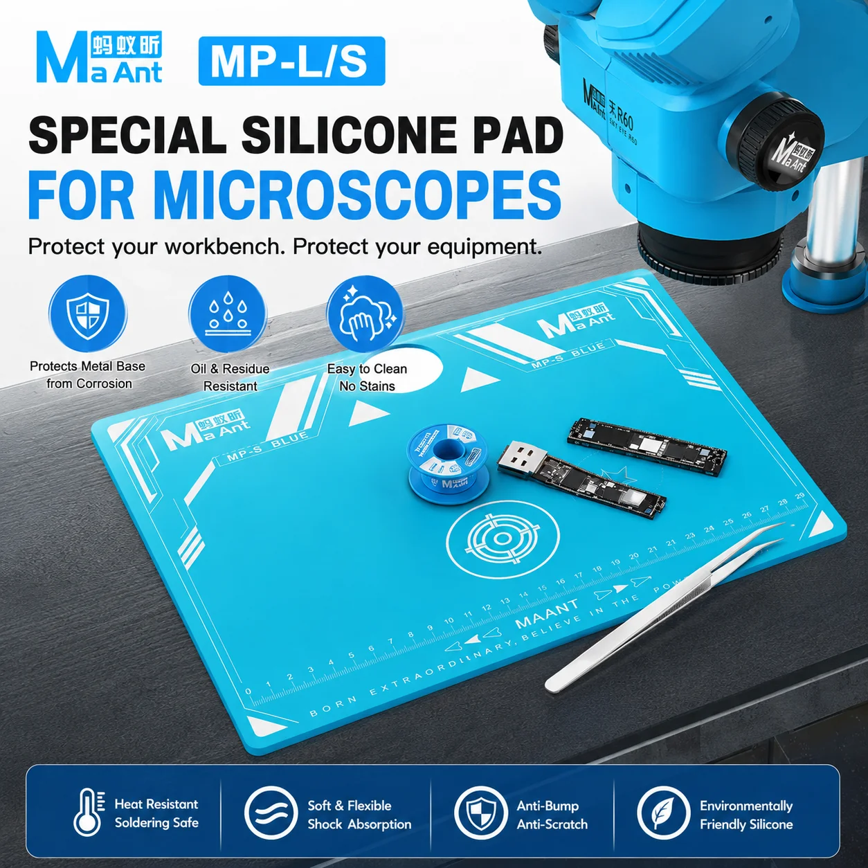 MaAnt MP L S Microscope Special Silicone Pad High Temperature Resistant Anti Corrosion For Phone Motherboard Soldering Repair