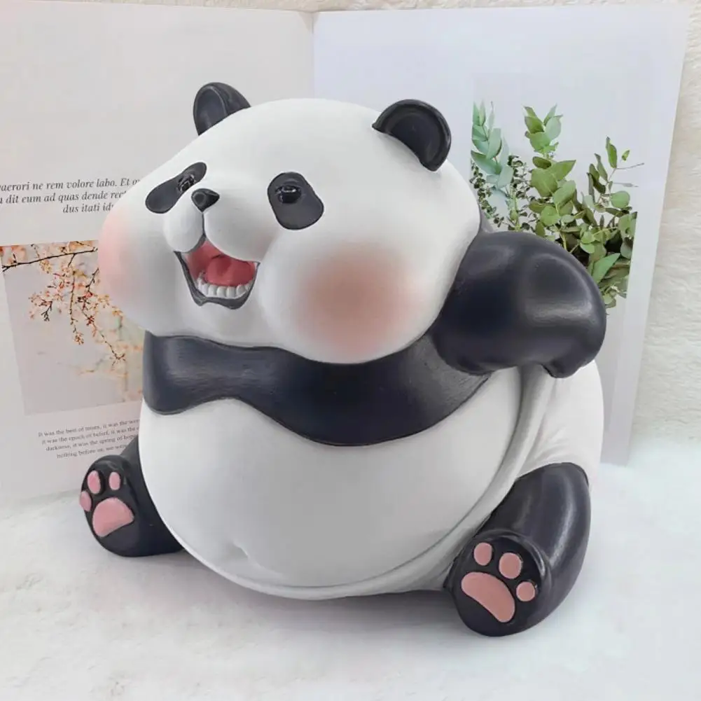 Charming Panda Figurine Chubby Panda Figurine for Office Desk Decor Room Resin Cartoon Pandas Ornament Sculpture Gift for Lovers