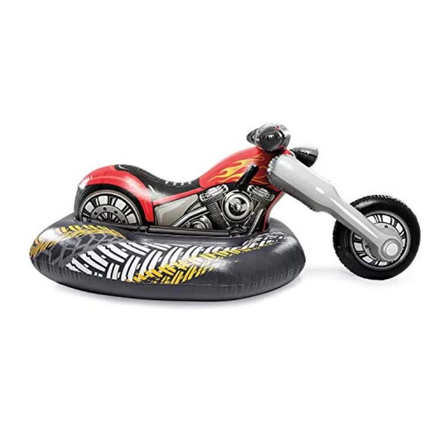 Cruiser Motorcycle Ride-On Pool Toy for Ages 3+, Plastic, Blue and Red, Durable UV-Resistant Design