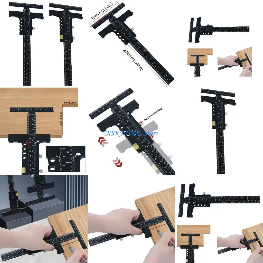 

L8RC Scriber Marking Measuring Gauge Multifunctional Measurement Tool Scribing Ruler