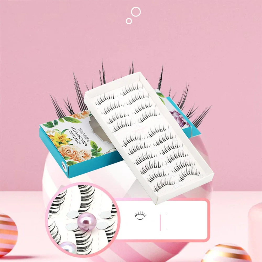 

10 Pairs Korean Eye Makeup Hand Woven False Eyelashes Manga Anime Lashes Japanese Cosplay Extension Natural Wispy Comic Eyes