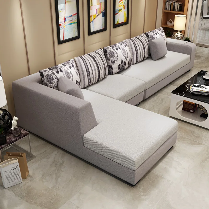#Fashionable Living Room Sofa Comfortable L Shape Fabric Corner Sofa With Washable Removable Cover