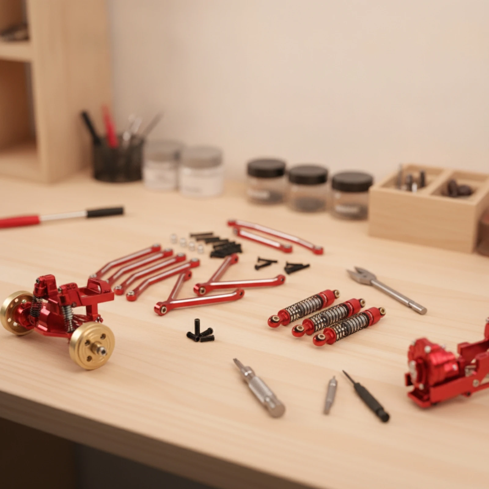 Shock System Kit with Shock Absorbers Aluminum Shock Absorber Kit Chassis Link Rods Damping Mounting Accessories Set