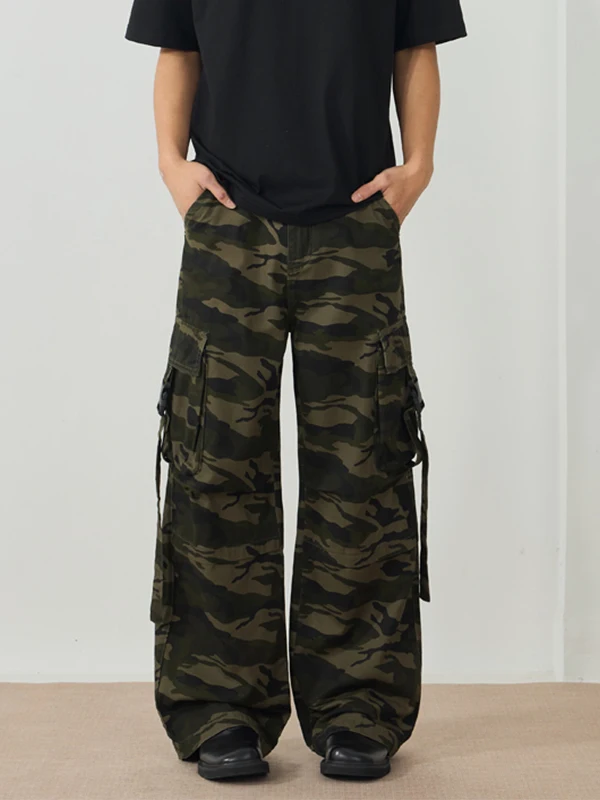 

American Retro Camouflage ket Work Pants Loose Straight Leg Casual Long Trousers for Men And Women Couple Jeans