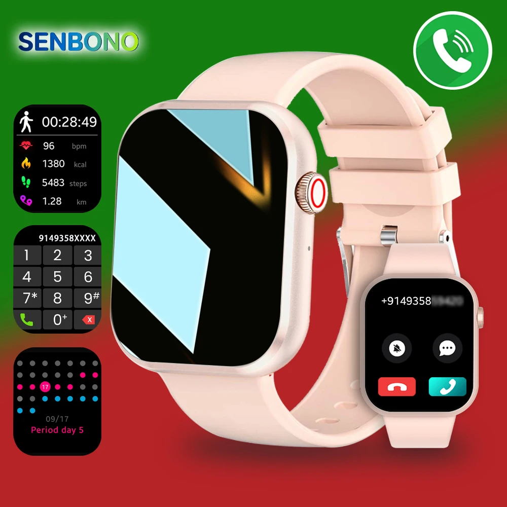 SENBONO Life3 Women Smart Watch Bluetooth Dials Call Health Monitor Watch Sport Waterproof Smartwatch Women for IOS Android