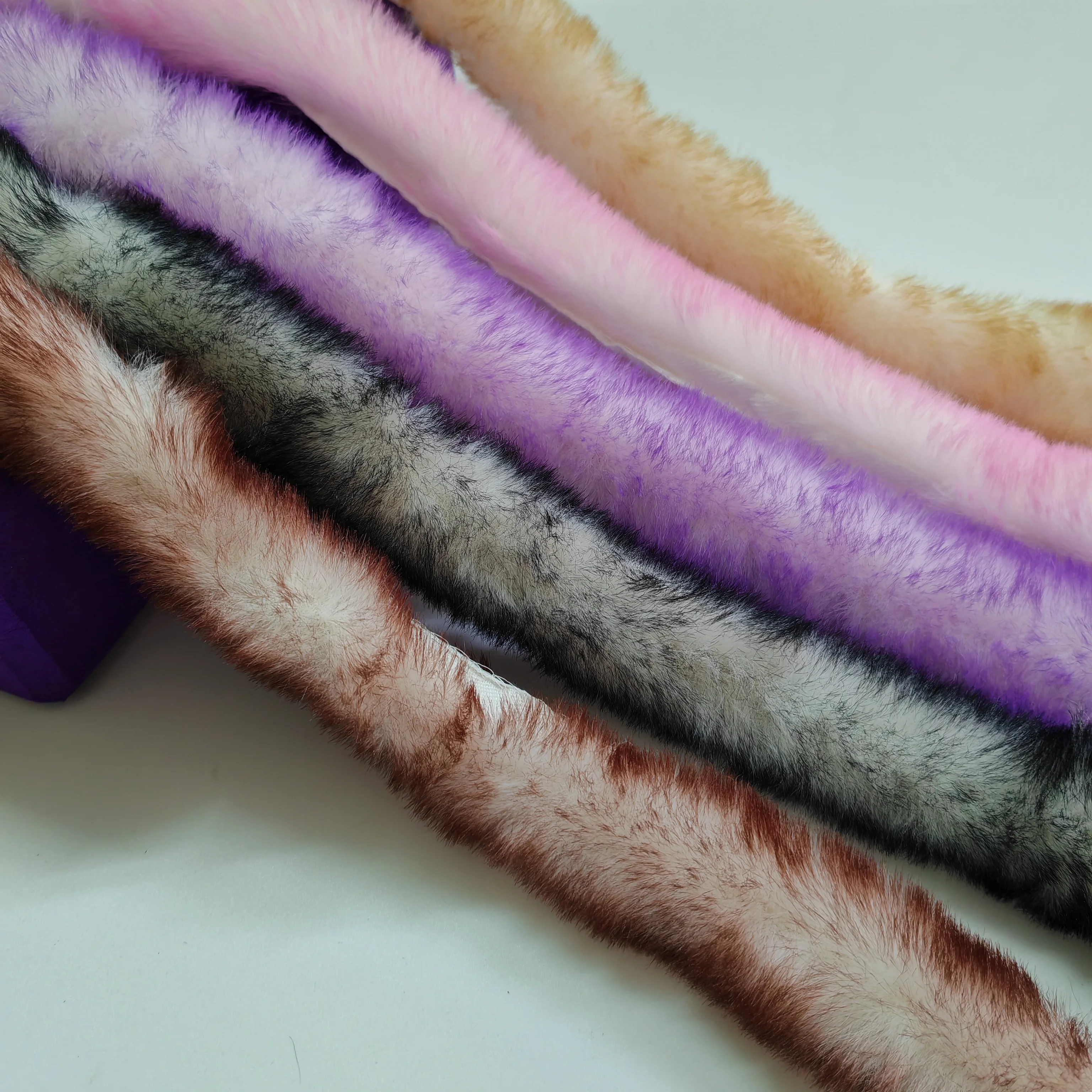 1M Faux Rex Rabbit Fur Trim Strip, Two-tone Fluffy Fur Ribbon for Sewing, Garment Collar Cuff DIY Craft Costume Decoration