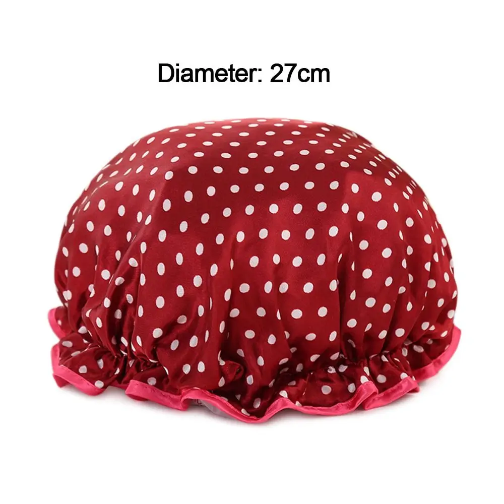 Creative Large Double Layers Thick Waterproof Shower Cap Reusable Printing Women Bath Hat Breathable Shower Hair Cover