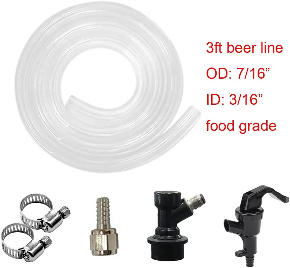 Ball Lock Beer Line Assembly, Ball Lock, Gas Line Assembly for Beer Making, 1.5m + 1.5m PERA 3/16 