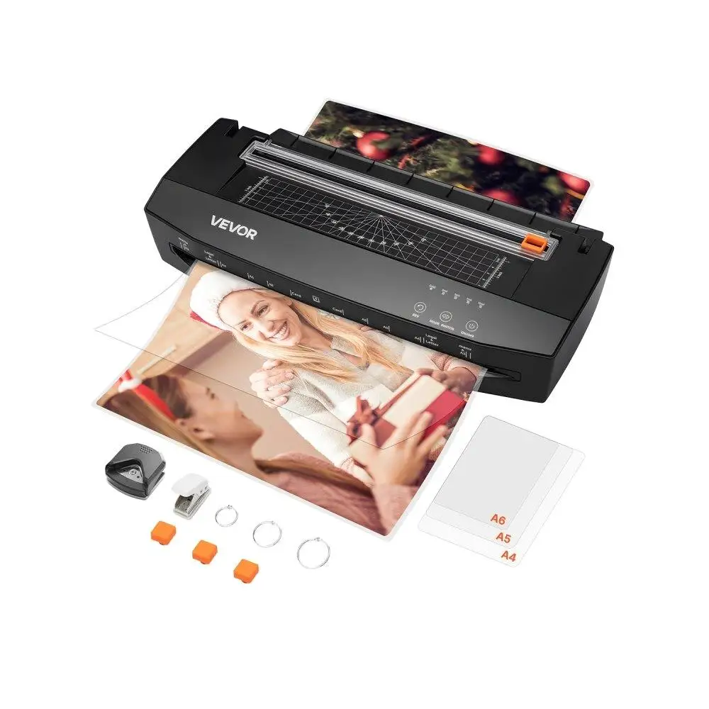 

Portable A3 Cold Hot Laminator Fast Warm Up 1 Minute Adjustable Thickness 3-10 mil Ideal for home Office School Supplies Black