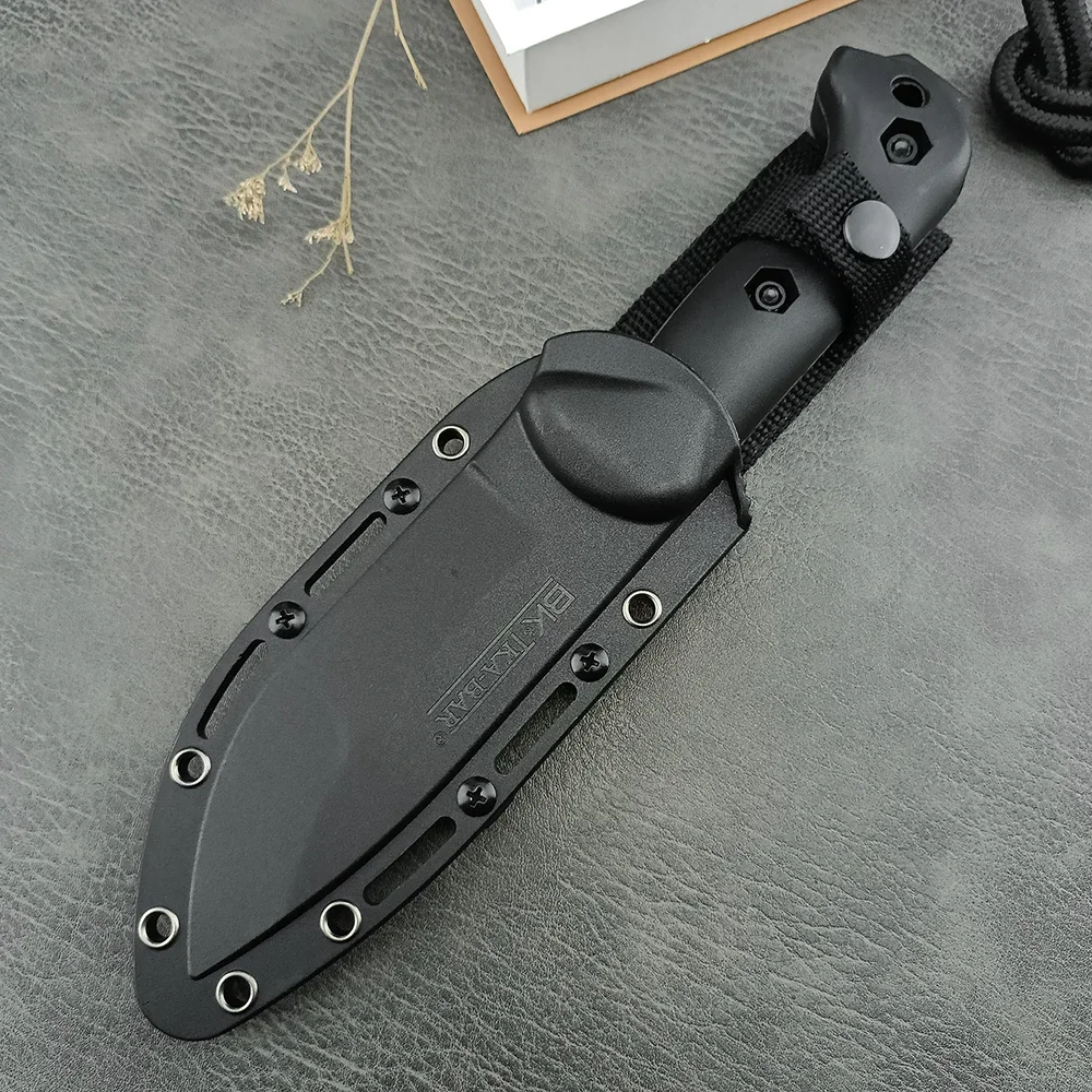 BK2 Outdoor Hunting Straight Knife 8Cr13Mov Steel Blade High Hardness Fixed Blade Knife for Tactical, Self Defense, Camping