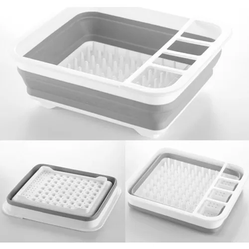 Leva House Folding Accordion Silicone Dishwashing Basket Dish rack Plate-rack LV-10095