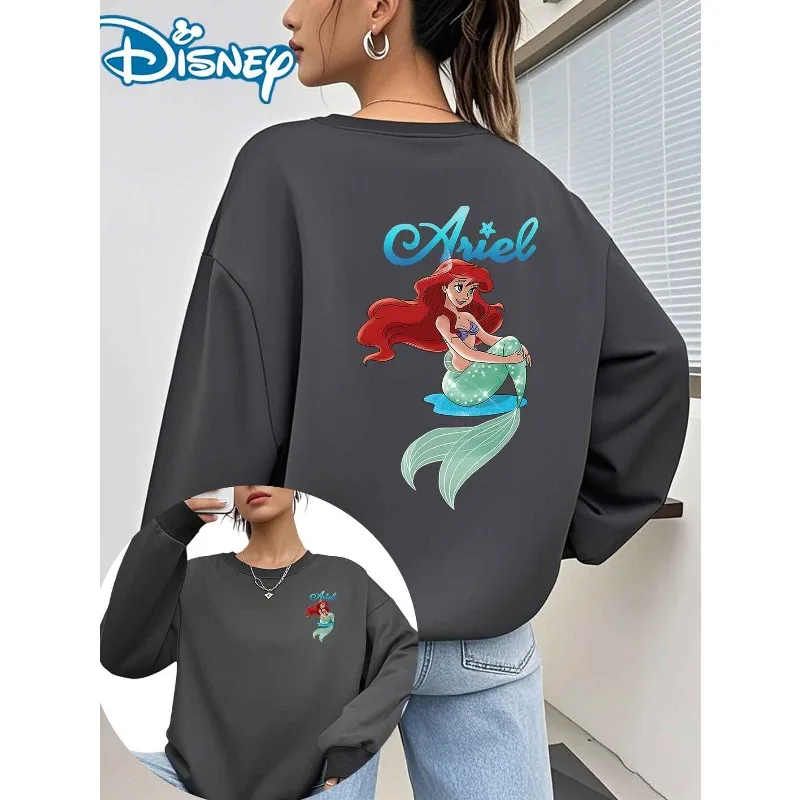 2025 الخريف/الشتاء ديزني المرأة ليتل ميرميد ارييل تصميم أربعة مواسم مريحة المنزل طويلة الأكمام جولة الرقبة هوديي #2