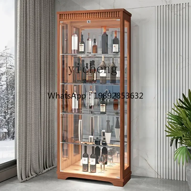 

H3-20 solid wood display cabinet living room against the wall light luxury high-end small household glass wine cabinet