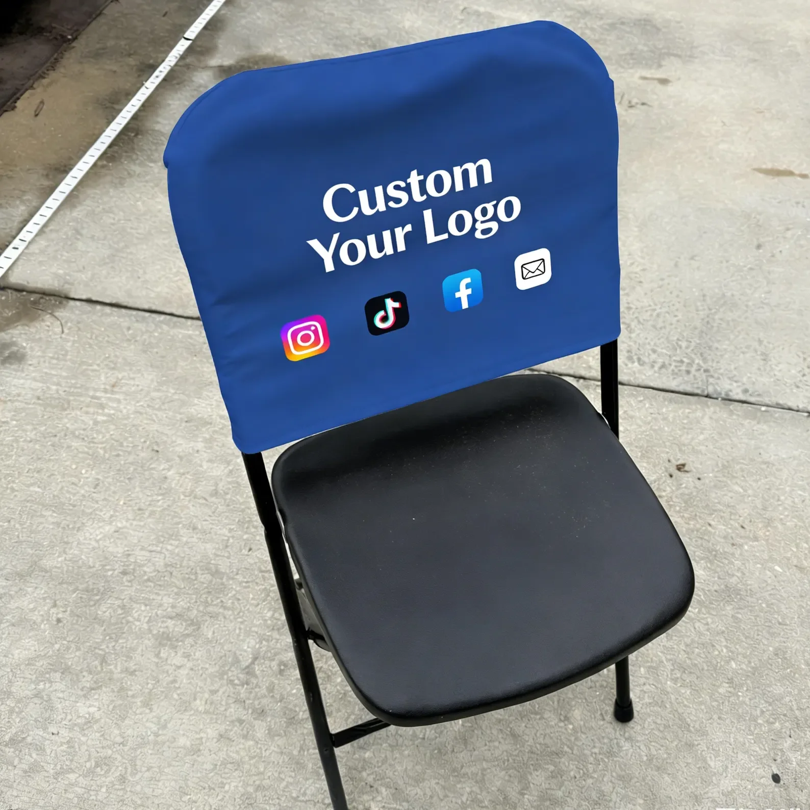

Custom Chair Covers Printed Top Covers for Folding Chairs Cover Logos with Business Logos Advertising Event Chair Covers