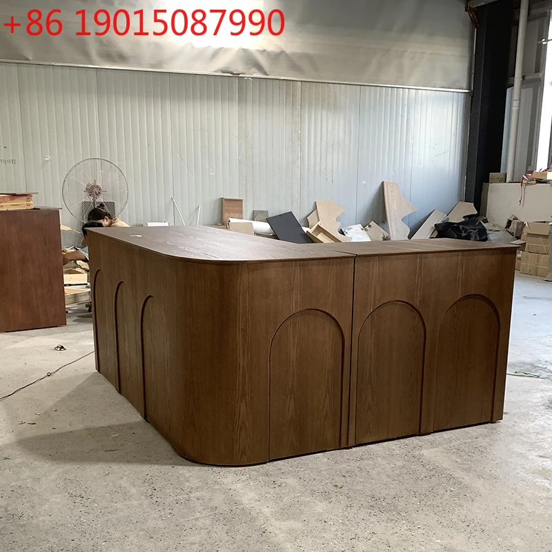 طاولة زاوية لصالونات التجميل من الخشب الصلب، متجر فضي، طاولة صغيرة، طلاء تجاري، مكتب أمامي #1