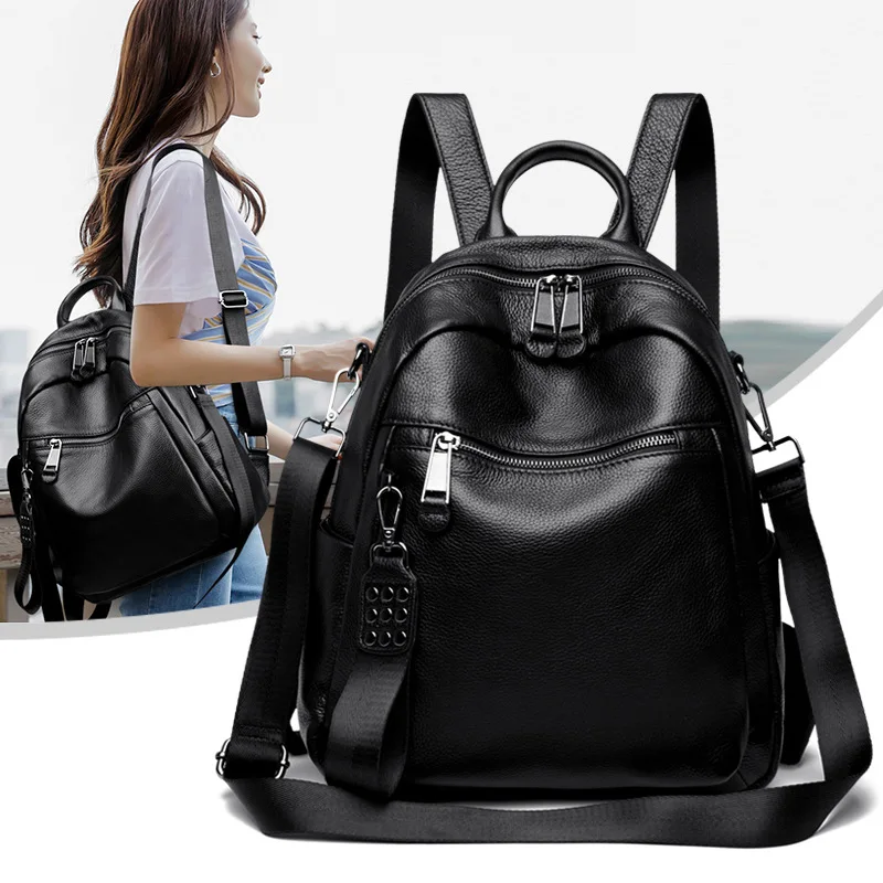 

2026 New Fashion Luxury Brand Cow Genuine Leather Women Backpacks Female Ladies Girl Student Korean Casual Designer Backpack
