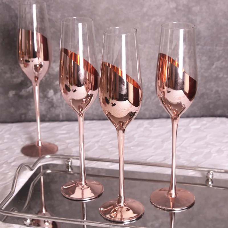 230ML 	 Electroplated Crystal Glass for Red Wine  Rose Gold Sample, Bar  Club Creative