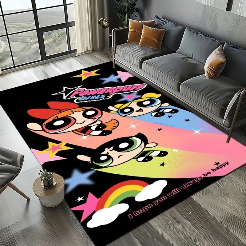 

MINISO Kawaii P-Powerpuff Girl Cartoon Carpet for Living Room Bedroom Home Sofa Kid Play Non-slip Floor Mat Home Decoration Rug