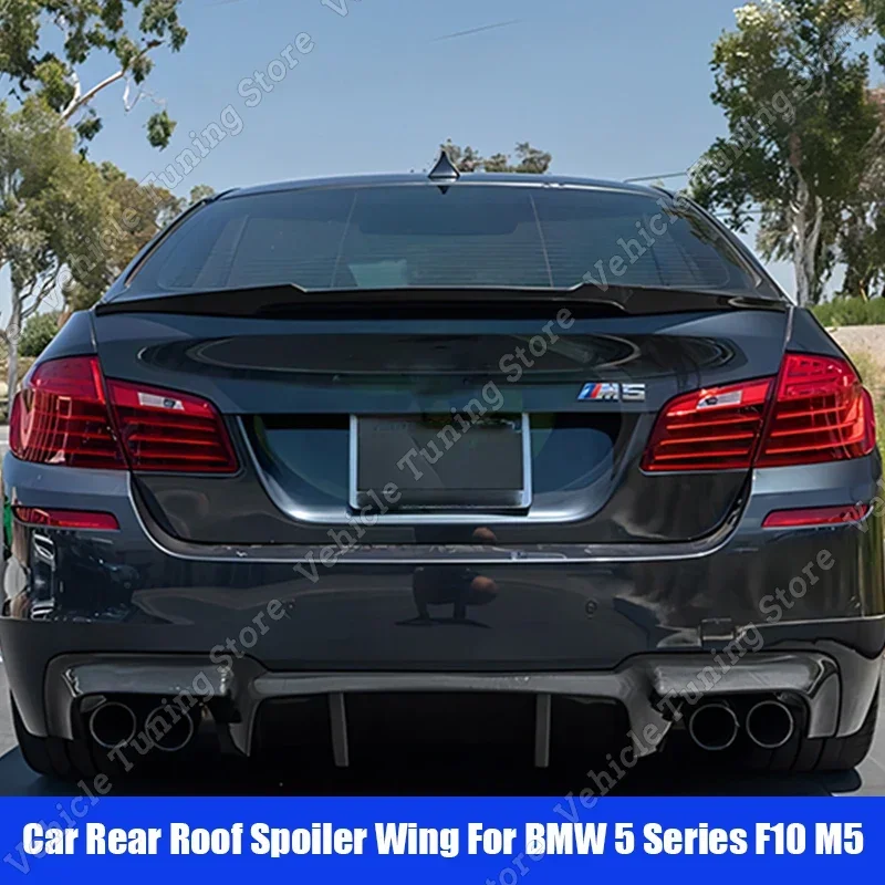 Car Rear Roof Spoiler Rear Trunk Lip Wing M4 Types Gloss Black ABS  Accessories For BMW 5 Series F10 M5 2011-2017 4-Door Sedan