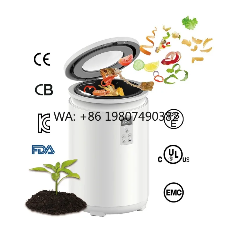 4.5L 42dB Low Noise Electric Composter Stainless Steel Indoor Outdoor Kitchen Waste Compost Bin Eco Friendly Composting Machine