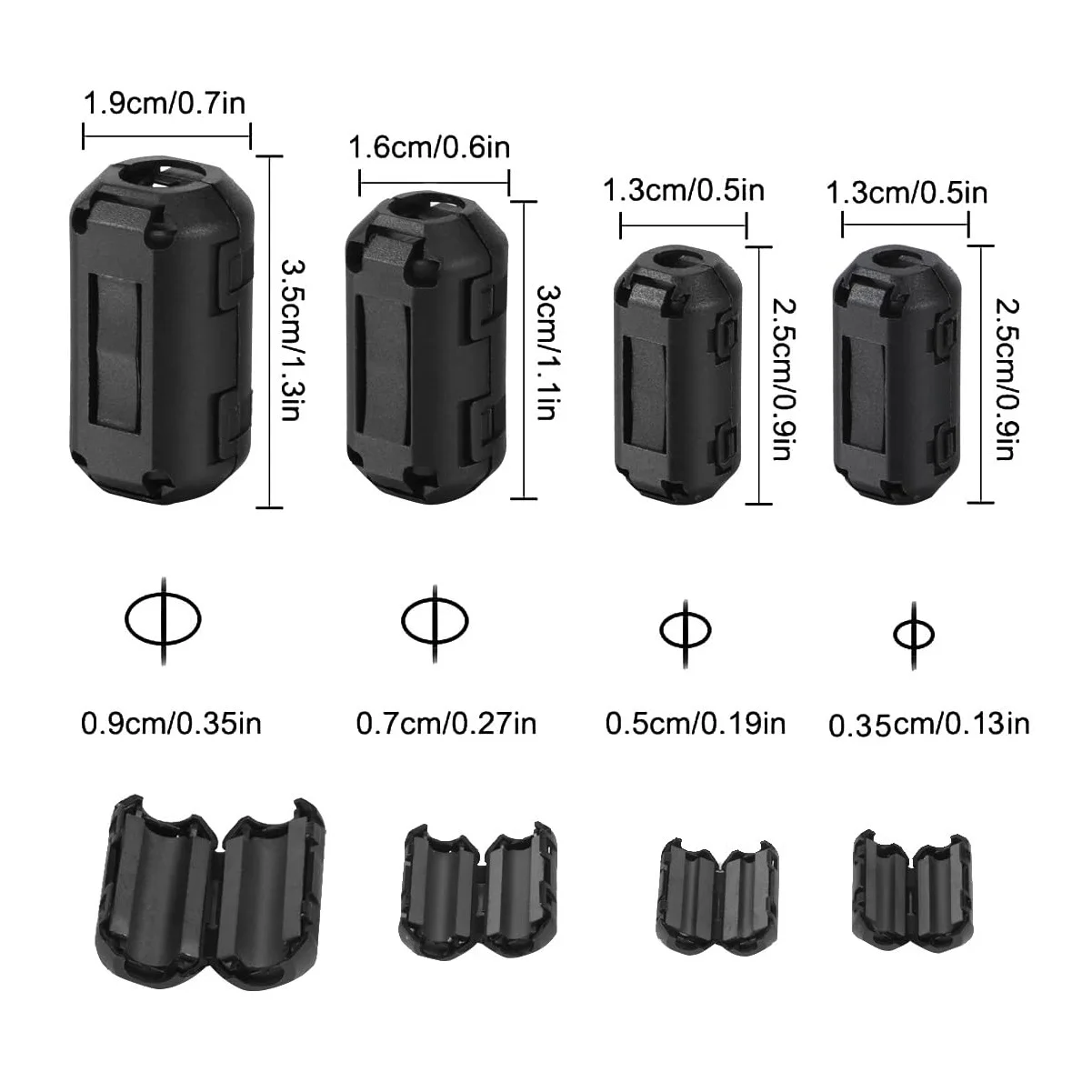 20pcs Ferrite Core Cord Ring Noise Filter For Noise Suppressor Filter Ring Cable Clip On Wire Power Cord Video Cables Tools