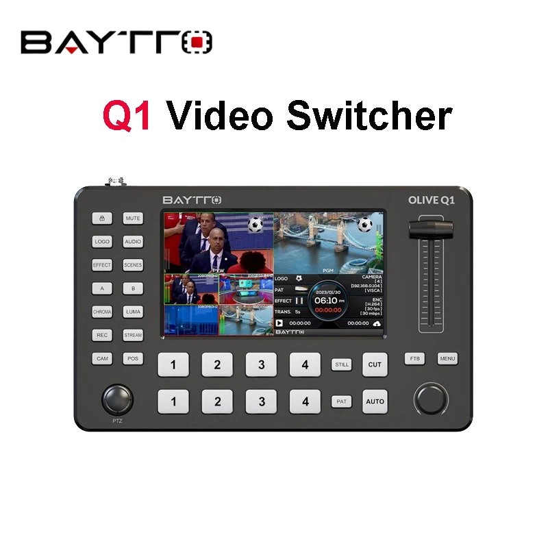 BAYTTO Q1 5 Inch 4 Channel Video Switcher Full HD Screen Monitoring for Streaming Recording Live Streaming VS Blackmagic