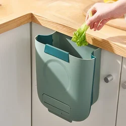 Kitchen Wall-mounted Folding Trash Can Household Cabinet Hanging Storage Trash Basket Creative Classification Hanging Trash Can