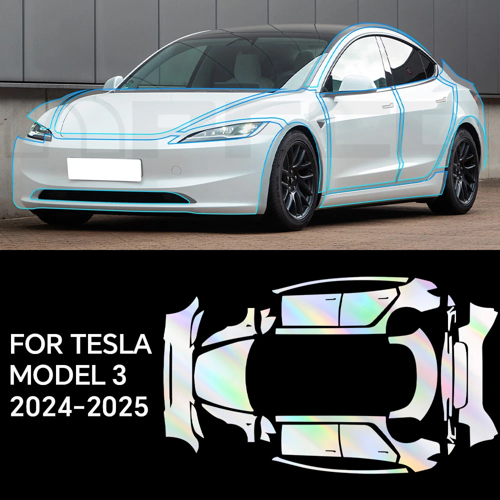 

For Tesla Model 3 2024-2025 TPU Paint Protection Film Body Sticker Anti-scratch Protective Transparent Car Accessories Kit
