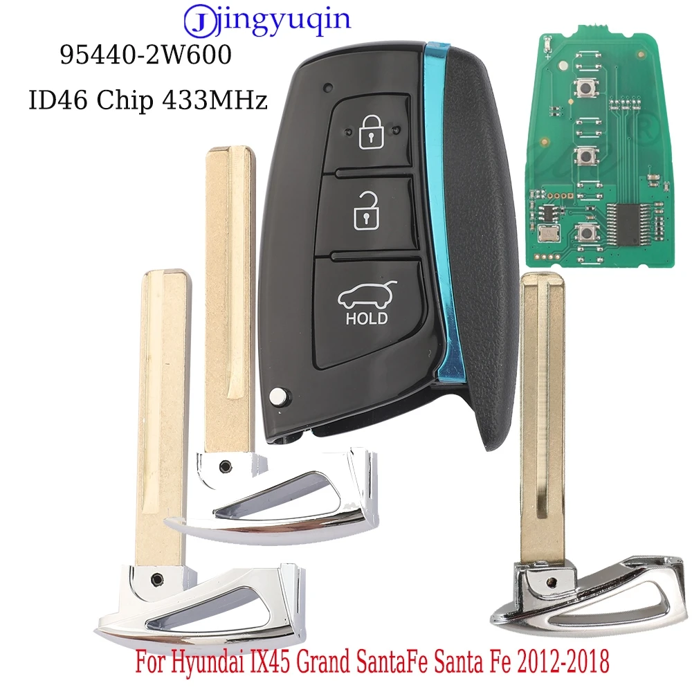 jingyuqin For Hyundai IX45 Grand SantaFe Santa Fe 2012-2018 95440-2W600 ID46 Chip 433MHz Proximity Car Remote Control Smart Key