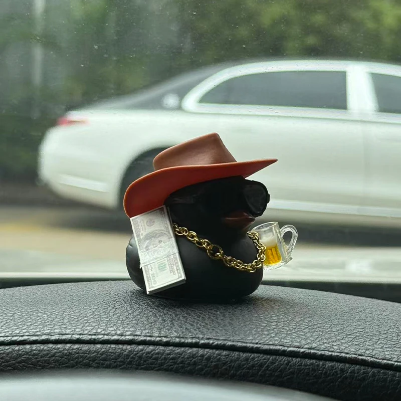 Car Dashboard Decor Graduation Hat Rubber Duck, Car Ducks Ornaments with Mini Hat Necklace Sunglasses - view 5